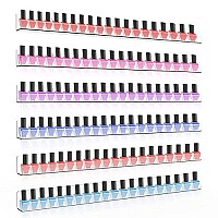 Sezanrpt Nail Polish Rack for Wall, Clear Nail Polish Organizer Wall Mounted, 24 Inches Acrylic Nail Polish Shelf for 150 Bottles, 6 Pack