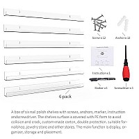 Sezanrpt Nail Polish Rack for Wall, Clear Nail Polish Organizer Wall Mounted, 24 Inches Acrylic Nail Polish Shelf for 150 Bottles, 6 Pack