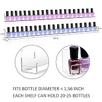 Sezanrpt Nail Polish Rack for Wall, Clear Nail Polish Organizer Wall Mounted, 24 Inches Acrylic Nail Polish Shelf for 150 Bottles, 6 Pack