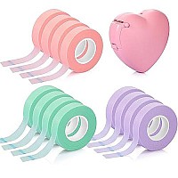 Eyelash Extension Tape Breathable Adhesive Lash Tape Non-Woven Fabric Lash Tape With Heart-Shaped Tape Dispenser Cutter, 05 Inch Wide, 10 Yards Long Of Each (Pink, Purple, Green)