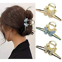 Claw Hair Jaw Clips Barrettes - 3 Pcs No Slip Claw Clip Hair Clamp Grips For Women Girls Jaw Clips Clamp Barrettes(Geometric Metal(Gold))