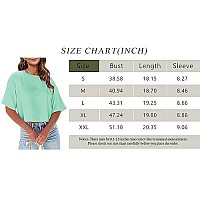 Tankaneo Women Half Sleeve Cropped T Shirt Drop Shoulder Round Neck Crop Tops Casual Summer Solid Color Basic Tees