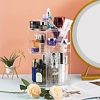 Argox 360 Rotating Makeup Organizer,Large Capacity&Adjustable Multi-Function Cosmetic Storage Box,The Perfect Makeup Organizer On The Dresser (Small, transparent)