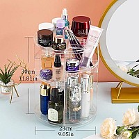 Argox 360 Rotating Makeup Organizer,Large Capacity&Adjustable Multi-Function Cosmetic Storage Box,The Perfect Makeup Organizer On The Dresser (Small, transparent)