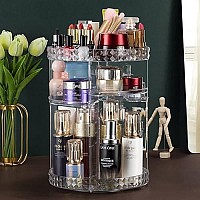 Argox 360 Rotating Makeup Organizer,Large Capacity&Adjustable Multi-Function Cosmetic Storage Box,The Perfect Makeup Organizer On The Dresser (Large, Diamond pattern)