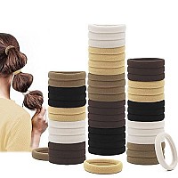 Dreamlover Hair Ties For Women, Girls Hair Ties For Thick Hair, Ponytail Holders, Seamless Hair Ties No Damage, Neutral Color, 50 Pieces