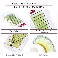 Volume Eyelash Extensions 007 D Curl 15-20Mm Colored Lash Extensions Easy Fans Yellow With Blue Mixed Colored Self Fanning Lashes 2D-20D Volume Lashes By Fadvan Lashes