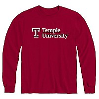 Ivysport Temple University Owls Long Sleeve Adult Unisex T-Shirt, Heritage, Red, Medium