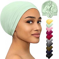 Silk Satin Bonnet Hair Cover Sleep Cap For Sleeping Beanie Hat Adjustable Stay On Headwear Lined Natural Nurse Cap For Women