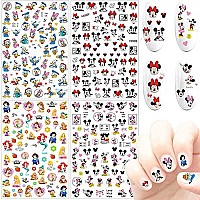 Dibests 3D Nail Art Stickers Cute Nail Decals Self Adhesive Cute Nail Stickers Designs Cartoon Nail Sticker For Girls Women Kids Manicure Decoration Nail Accessories Gifts (4 Sheets 280+ Decals)