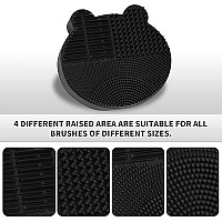 Silicon Makeup Brush Cleaning Mat With Brush Drying Holder Brush Cleaner Mat Portable Bear Shaped Cosmetic Brush Cleaner Padmakeup Brush Dry Cleaned Quick Color Removal Sponge Tool (New Black)