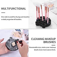 Silicon Makeup Brush Cleaning Mat With Brush Drying Holder Brush Cleaner Mat Portable Bear Shaped Cosmetic Brush Cleaner Padmakeup Brush Dry Cleaned Quick Color Removal Sponge Tool (New Black)