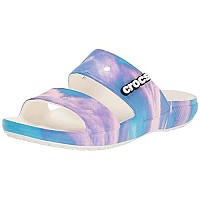 Crocs Unisex-Adult Classic Tie Dye Two-Strap Sandals, Rainbow Galaxy, 14 Men16 Women