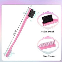 3 Pcs Slick Back Hair Brush Set Bristle Hair Brush Edge Control Brush Teasing Comb For Women Baby Kids Black Hair (Light Pink, Plastic)