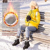 Harence Winter Snow Boots For Women Comfortable Outdoor Anti-Slip Ankle Boots Suede Warm Fur Lined Booties Lace Up Flat Platform Shoes