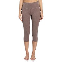 Colorfulkoala Womens High Waisted Yoga Capris 21 Inseam Leggings With Pockets (Xs, Heather Brown)