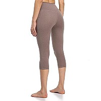 Colorfulkoala Womens High Waisted Yoga Capris 21 Inseam Leggings With Pockets (Xs, Heather Brown)