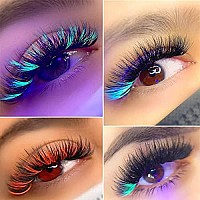 Volume Eyelash Extensions Fluorescent Eyelash 007Mm D Curl 15Mm Glow In Dark Colored Lash Extensions Pink Green Mixed Lashes Easy Fan Eyelashes Self Fanning Colored Lashes 2D-20D By Fadvan (15Mm)