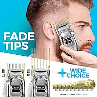 12 Sets of Professional Hair Clipper Guards - Get the Perfect Cut with Professional Hair barber clippers Combs and Ear Guards Set, Half Metal Black Guard, Left & Right Ear Combs, and Organizer Bag