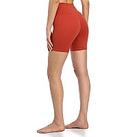 Colorfulkoala Womens High Waisted Biker Shorts With Pockets 6 Inseam Workout Yoga Tights(Xs, Orange)