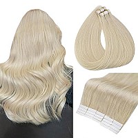 Full Shine Blonde Tape In Hair Extensions 10 Inch Blonde Tape In Extensions 30 Gram Color 60 Platinum Blonde Tape In Remy Human Hair Extensions 20 Pcs Seamless Skin Weft Tape Hair