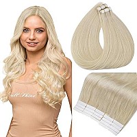 Full Shine Blonde Tape In Hair Extensions 10 Inch Blonde Tape In Extensions 30 Gram Color 60 Platinum Blonde Tape In Remy Human Hair Extensions 20 Pcs Seamless Skin Weft Tape Hair