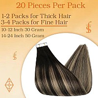 Full Shine Tape Hair Extensions Human Hair 12Inch Glue On Hair Extension 30Gram Color 1B Off Black Fading To 27 Honey Blonde And 1B Tape In Real Hair Extensions