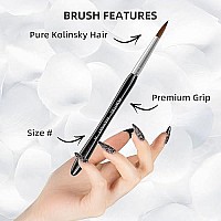 14 Kolinsky Acrylic Nail Brush Oval Sable Acrylic Brush For Nails Wood Nail Art Brushes For Acrylic Application Manicure Tool Sparkle Black