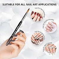 14 Kolinsky Acrylic Nail Brush Oval Sable Acrylic Brush For Nails Wood Nail Art Brushes For Acrylic Application Manicure Tool Sparkle Black