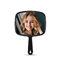 MIRRORNOVA Hand Mirror, Barber Hairdressing Handheld Mirror with Handle for Salon, Square, Black, Medium