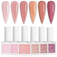 Saviland 5-In-1 Builder Nail Gel Set - 6Pcs 10Ml Sheer Pink Color Builder Nail Extension Builder Nail Gel In A Bottle, Builder Nail Strengthen Nail Repair, Hard Gel For Nails Gift Box Set For Ladies