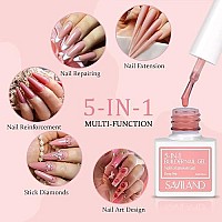 Saviland 5-In-1 Builder Nail Gel Set - 6Pcs 10Ml Sheer Pink Color Builder Nail Extension Builder Nail Gel In A Bottle, Builder Nail Strengthen Nail Repair, Hard Gel For Nails Gift Box Set For Ladies