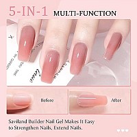 Saviland 5-In-1 Builder Nail Gel Set - 6Pcs 10Ml Sheer Pink Color Builder Nail Extension Builder Nail Gel In A Bottle, Builder Nail Strengthen Nail Repair, Hard Gel For Nails Gift Box Set For Ladies