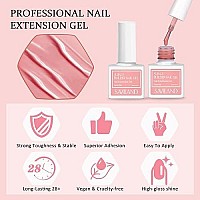 Saviland 5-In-1 Builder Nail Gel Set - 6Pcs 10Ml Sheer Pink Color Builder Nail Extension Builder Nail Gel In A Bottle, Builder Nail Strengthen Nail Repair, Hard Gel For Nails Gift Box Set For Ladies