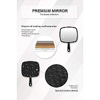 MIRRORNOVA Hand Mirror, Extra Large Barber Hairdressing Handheld Mirror with Handle for Salon, Square