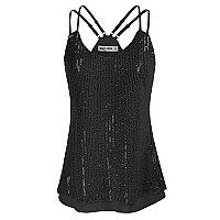 Grace Karin Women Sequin Embellished Sparkle Deep V Double Strap Cami Tanks Camisole