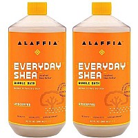 Alaffia Everyday Shea Bubble Bath, Cleanse, Soothe Moisturize Skin, Made With Fair Trade Shea Butter, Cruelty Free, No Parabens, Vegan, Unscented, 2 Pack - 32 Fl Oz Ea