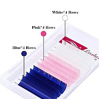 Volume Eyelash Extensions 3 Mixed White Pink Blue Lashes Colored Lash Tray 007Mm D 16Mm Lash Extensions Colored Easy Fanning Lashes Eyelash Extension D Curl Fadvan (16Mm)