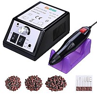 Cadrim Electric Nail Drill, Adjustable Nail File Machine Set With Sanding Bands For Manicure Pedicure Acrylic Nails Gel Glazing Nail Art Polisher (Black)