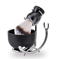 Grandslam Shaving Brush and Bowl Kit for Men, 3 in 1 Shaving Brush Set, Stainless Steel Shaving Bowl and Stand, Shaving Brush, Shaving Kit for Men