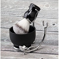 Grandslam Shaving Brush and Bowl Kit for Men, 3 in 1 Shaving Brush Set, Stainless Steel Shaving Bowl and Stand, Shaving Brush, Shaving Kit for Men