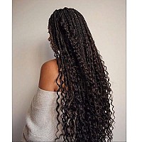 Crochet Box Braids Bohomian Box Braids Curly Ends Goddess Box Braids Crochet Hair (22Inch-6Pack, 4#)