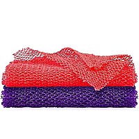 2 Pieces African Net Sponge Exfoliating Net African Body Scrubber Bath Rag Washcloth Towel Shower Body Back Scrubber Skin Smoother For Daily Use Or Stocking Stuffer (Purple, Rose Pink)