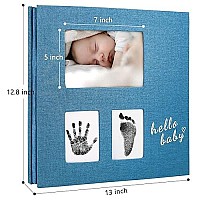 Vienrose Baby Photo Album Self Adhesive Memory Book 4X6 Magnetic Scrapbook Kit With Clean-Touch Ink Pad Handprint Footprint And A Metallic Pen For Boygirl 3 Windows 40 Pages