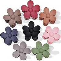 Flower Hair Clips 8PCS Nonslip Large Claw Clips Strong Hold Durable for Women Thick Hair, Big Hair Clips For Thin Hair Cute Claw Clips 8 Colors