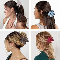 Flower Hair Clips 8PCS Nonslip Large Claw Clips Strong Hold Durable for Women Thick Hair, Big Hair Clips For Thin Hair Cute Claw Clips 8 Colors