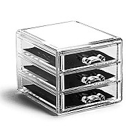 Bino The Manhattan Series Acrylic Makeup Drawer Organizer- 2 Drawer Small Clear Beauty Organizers And Storage Cosmetic Makeup Drawer Home Organization Jewelry Vanity Accessories Drawer