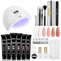 Gaoy Poly Gel Nail Kit With Nail Lamp, 6 Pcs Builder Gel Nail Extension Kit With Nail Decorations For Nail Art Diy At Home