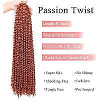 Leeven 1 Pack Copper Red Passion Twist Hair 30 Inch Water Wave Crochet Braids Hair For Distressed Butterfly Locs 350 Synthetic Hot Water Setting Passion Twists Hair Extensions