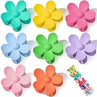 Hair Claw Clips Flower Hair Clips 8Pcs Cute Hair Clip Matte Hair Clips Big Claw Clip Strong Hold Jaw Daisy Clip Barrettes Large Hair Clamps Thin Hair Accessories Thick Hair For Women Girls Gifts 8 Colors